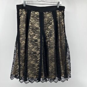 Apostrophe Lace Skirt Women's 14 Black & Gold Swing Flared Gothic Grunge Punk